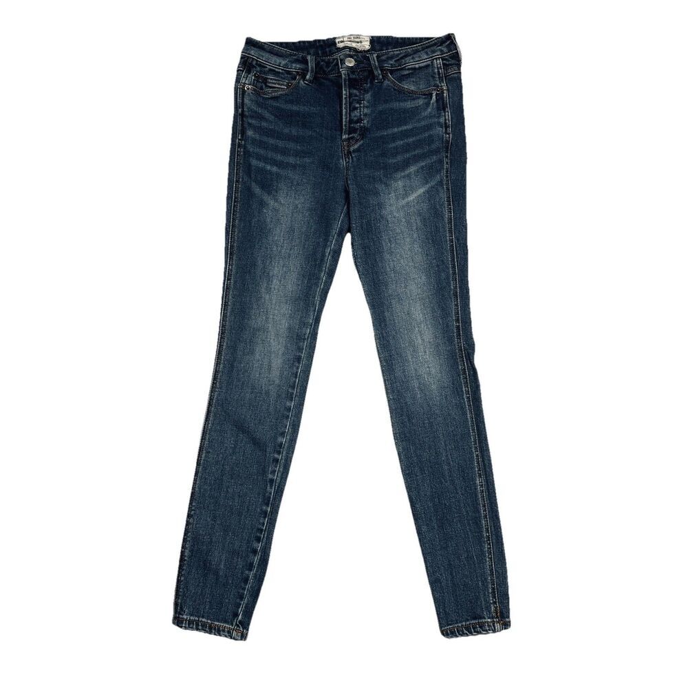 Free People High Rise Jeans Womens 25 Blue Button Fly Skinny Measures 25 x 27.5